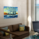 diy数字油画手绘大幅风景大海船客餐厅卧室填色装饰画 一帆风顺