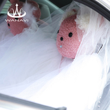 瓦萨比水晶卡通婚纱宫廷熊汽车坐垫 韩国天然粉晶 车内装饰品