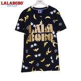 LALABOBOT恤男短袖潮2015夏季新品满印香蕉墨镜肥版短袖T恤