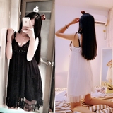 韩日式睡衣女夏天睡裙吊带无袖带胸垫甜美性感蕾丝花边薄款连衣裙