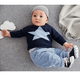 【现货】英国代购NEXT进口童装 15秋男宝宝蓝色小明星针织衫毛衣