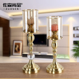 高档欧式烛台客厅装饰品烛台结婚礼物浪漫奢华金色金属玻璃罩烛台