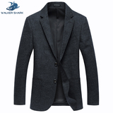 沃克鲨鱼 2016男士休闲商务西服便西 男装修身长袖羊毛西装外套
