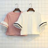 韩国ulzzang学院风喇叭袖学生上衣2016夏季新款宽松韩版短袖t恤女
