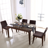 现代简约实木餐桌 大理石面中式高档钢化玻璃餐桌椅组合烤漆饭桌