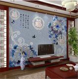 中式高清福字牡丹3D大型壁画电视背景影视墙壁纸墙纸客厅沙发无缝