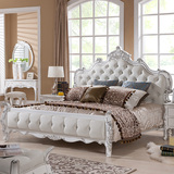 欧式床法式双人床白色描银实木床新古典卧室家具大床结婚床包邮