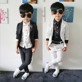 春秋新款修身男童礼服中大童儿童小西装套装男孩韩版西服两件套潮