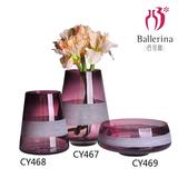 百花园欧式紫色家居玻璃花瓶摆件彩色水培婚庆装饰创意水晶插花器