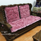 高档韩式花边加厚实木沙发垫防滑连体三人法兰绒毛绒红木沙发坐垫