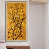 单幅客厅发财树油画玄关装饰画竖版过道风水画幸福树餐厅装饰画