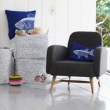 美式 蓝色 鱼 沙发靠垫抱枕 椅子靠枕腰枕 办公室