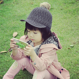 韩版出口新款儿童帽子兔毛球宝宝鸭舌帽春秋季男女童骑士帽2-7岁