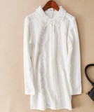 出口日本订单外贸原单尾单女装秋冬长袖纯棉蕾丝白衬衫中长高端OL