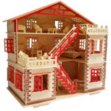 正品益智木制仿真模型 木制拼图手工DIY拼装3d立体拼图玩具大别墅
