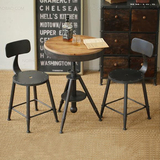 法式铁艺咖啡桌椅组合可升降欧式茶几做旧圆桌复古实木茶几吧椅
