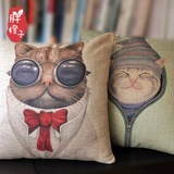 日式领结猫咪靠垫抱枕亲肤卡通可爱漫画家居飘窗腰枕原创抱枕套
