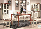 地中海餐桌 欧式田园实木餐桌椅组合 美式乡村长桌1.35米