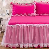 直销韩版蕾丝床裙单件彩色结婚庆欧式床罩双人粉色家纺床群床上