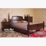 美式乡村 地中海简约单双人床1.8/1.5米实木质板式床田园卧室家具