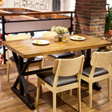现代实木餐桌椅组合简约餐桌咖啡馆桌椅餐厅欧式餐桌桌椅欧式实木