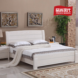 全实木床1.8米白色双人床纯实木榆木1.5米气压高箱储物大床婚床类