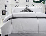 五星级酒店纯棉贡缎刺绣花四件套纯白色床单被套全棉宾馆床上用品