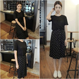 韩国夏季新款女装复古波点中长款雪纺半身裙圆点修身中裙铅笔裙子