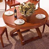 全实木柚木圆餐桌椅组合现代中式餐台小户型实木家具饭桌一桌四椅