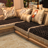 高档欧式沙发垫 组合布艺皮沙发防滑坐垫四季毛绒黑色沙发套订做