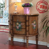 欧式彩绘玄关柜美式实木客厅储物柜田园边柜收纳柜简约现代装饰柜