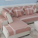 布艺沙发垫四季绗缝夹棉坐垫简约现代防滑加厚纯色单双组合沙发垫