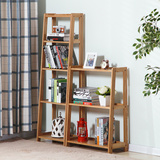 简约现代橡木实木置物架简易宜家书柜架自由组合创意展示层架