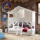 七彩王国美式创意儿童家具实木儿童床高低床上下床子母树屋床定制