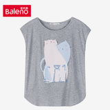 Baleno/班尼路女装T恤 甜美时尚字母印花体恤 纯棉圆领学院风夏装