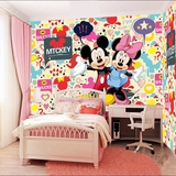 男孩女孩儿童房3d卡通动漫背景墙纸壁纸 无缝大型壁画 米老鼠