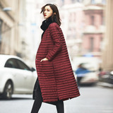 Lordiya2015冬新款韩版时尚修身长款过膝立领单排扣羽绒服女外套