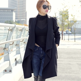 韩国代购2015秋季新款女装韩版中款时尚深色风衣潮大衣外套2591