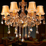 琥珀色水晶灯 吊灯 现代简欧式吊灯卧室美式客厅灯罩布艺金色1061