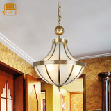 东恒美全铜吊灯 欧式复古梯间阁楼过道吊顶 铜质艺术玻璃装饰灯具