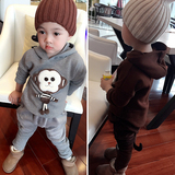 童装秋冬装男童套装宝宝婴儿衣服儿童休闲韩版加绒小童卫衣两件套