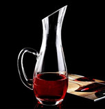 斜口带把无铅水晶红酒醒酒器 家用葡萄酒倒酒器玻璃酒壶酒具包邮