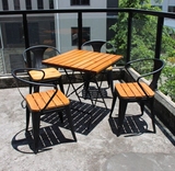 美式星巴克露台户外桌椅组合庭院桌椅漫咖啡厅休闲阳台折叠桌椅