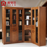 意特尔实木书柜客厅中式转角书柜二门三门自由组合 单个书橱书架