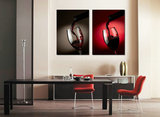 欧式墙画挂画两联画/现代简约餐厅装饰画/时尚红酒杯子无框画壁画
