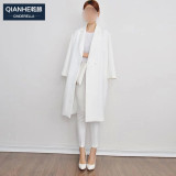 女西装外套2016新款春季韩版白色长袖中长款西服宽松大码女装