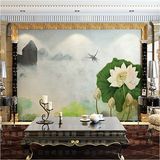墙纸壁纸大型壁画茶馆客厅电视背景墙中式古典国画山水荷花FQ150