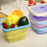 硅胶创意多功能可折叠密封食物保鲜盒 便携野餐便当盒水果收纳盒