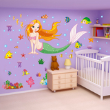 卡通动漫美人鱼公主墙贴卧室儿童房房间装饰墙上贴画浴室墙壁贴纸