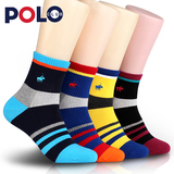 POLO 6双 专业运动男袜子 四季男士棉袜 中筒袜 个性潮男短袜